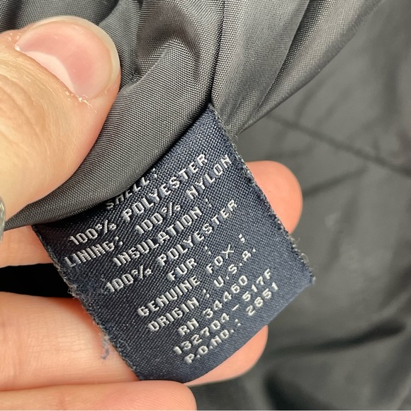 London Fog Women’s Coat Black Full Zip Fox Fur Trim Hood Petite M - Picture 6 of 9